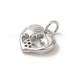 Valentine's Day Rack Plating Brass Clear Cubic Zirconia Pendants&nbsp;KK-Z056-12P