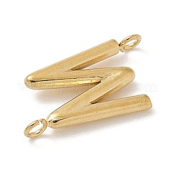 304ステンレススチールレターコネクタチャーム  14KGP本金メッキ  文字W  12x6.5x2mm  穴：1.2mm&nbsp;LS-STAS-M108-01G-23