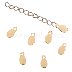 304ステンレススチールチャーム50個  空白タグのスタンプ  オーバル  ゴールドカラー  10x4mm  穴：1.2mm&nbsp;STAS-CJ0001-164G