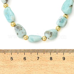 天然ラリマーと真鍮のスペーサービーズを使用した女性用ネックレス  ナゲット  304ステンレススチールチェーンエクステンダー付き  16.22インチ（41.2cm）&nbsp;NJEW-JN06619