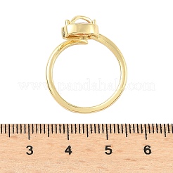 Flower Brass Micro Pave Cubic Zirconia Cuff Rings for Women&nbsp;RJEW-A069-05G-01