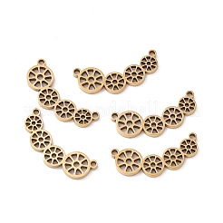 201ステンレススチールコネクタチャーム  レンコンのスライス リンク  ゴールドカラー  10x25x1mm  穴：1.5mm&nbsp;STAS-G293-01G