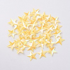 オーナメントアクセサリープラスチック製スパンコール/スパンコールビーズ  スター  きいろ  10x10x0.8mm  穴：1mm&nbsp;PVC-E001-05-RC01