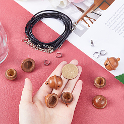 DIY Acorn Locket Necklace Making Kit&nbsp;WOOD-SC0001-59B