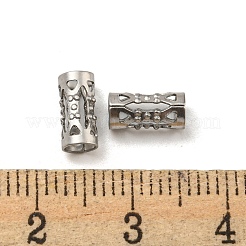 変色しない中空304ステンレススチールビーズ  コラム  ステンレス鋼色  8x4mm  穴：3mm&nbsp;STAS-L273-01P