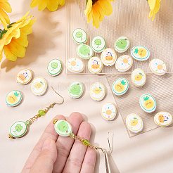 24Pcs 6 Colors Printed Handmade Porcelain Beads&nbsp;PORC-SZ0001-65