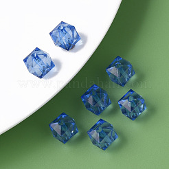 透明なアクリルビーズ  多面カット  キューブ  コーンフラワーブルー  10x11x11mm  穴：2mm  約670個/500g&nbsp;MACR-S373-132-B10