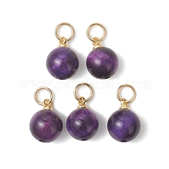 Dyed Natural Tiger Eye Round Charms&nbsp;PALLOY-JF04979