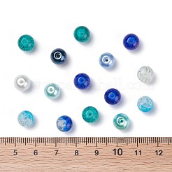 焼き絵の具を混ぜたクラックルガラスとガラスパールビーズのセット  ラウンド  ミックスカラー  8~8.5x7.5~8mm  穴：1mm  約19~20個 /コンパートメント  190~200個/箱&nbsp;HY-X0009-8mm-03