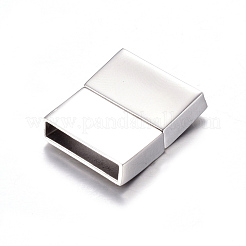 変色しにくい304ステンレススチール製のマグネット留め具と接着端  長方形  21x16.5x4.5mm  穴：2.5x15mm&nbsp;X-STAS-I011-15