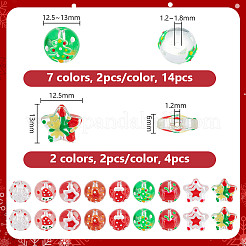 18Pcs 9 Styles Christmas Theme Handmade Lampwork Beads&nbsp;GLAA-GA0002-10