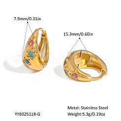 Stainless Steel Colorful Rhinestone Hoop Earrings&nbsp;GL4327-1