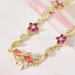 Brass Micro Pave Cubic Zirconia Link Chain Bracelets for Women&nbsp;BJEW-C156-04E-03G