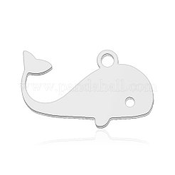 変色しない201ステンレススチールペンダント  クジラ  ステンレス鋼色  10.5x18x1mm  穴：1.6mm&nbsp;STAS-N090-LA878-1