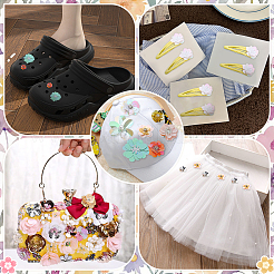 工芸品用の DIY ABS プラスチックとラインストーンの花  ミックスカラー  18~65x21~65x5~15mm&nbsp;DIY-WH0899-14