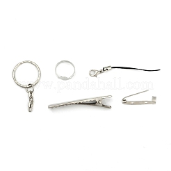 3000 16個カラーアイロンビーズDIYのアクセサリー製作  5個の鉄のブローチピンバック  携帯ストラップ  鉄キーホルダーのパーツ  鉄パッドリング母パーツと鉄フラットワニのヘアクリップ&nbsp;DIY-X0053-B