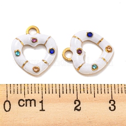 304ステンレスペンダント  ガラスとエナメル  18KGP本金メッキ  ハートチャーム  ホワイト  15x13x3mm  穴：2mm&nbsp;STAS-Z047-05G