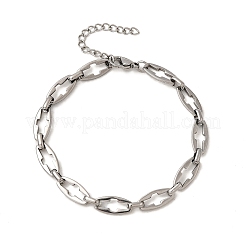 女性用304ステンレススチール中空クロスリンクチェーンブレスレット  ステンレス鋼色  8インチ（20.4cm）&nbsp;BJEW-JB12294-01