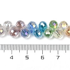 電気メッキガラスビーズセット  ティアドロップ  多面カット  グラデーションカラー  ミックスカラー  8x6mm  穴：0.8mm  約65個/連  9.84''（25センチメートル）&nbsp;EGLA-D300-02-6mm