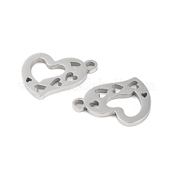 変色しない316ステンレススチールチャーム  ハートチャーム  レーザー切断  ステンレス鋼色  12x14.5x1mm  穴：1.5mm&nbsp;STAS-C096-12F-P