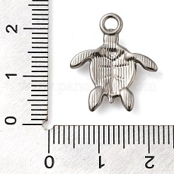 304ステンレスペンダント  亀のチャーム  ステンレス鋼色  21x18x3.5mm  穴：2.5mm&nbsp;STAS-M070-31P