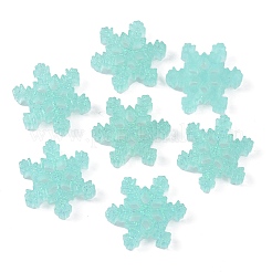 クリスマス半透明樹脂カボション  グリッターパウダー付き  スノーフレーク  ターコイズ  20x23x5mm&nbsp;LS-RESI-WH0026-40B-01