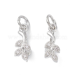 Rack Plating Brass Pave Cubic Zirconia Leaf Shape Ice Pick Pinch Bails&nbsp;KK-G464-07P