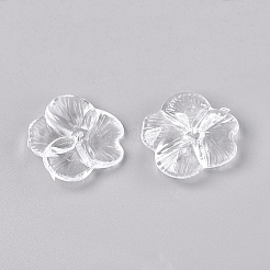 4枚の花弁透明アクリルビーズ  花  透明  21.5x20.5x6mm  穴：1mm  約580個/500g&nbsp;TACR-R135-01