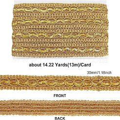 メタリック糸リボン  ジャカードリボン  服飾材料  スパンコール入り  ゴールデンロッド  1-1/8インチ（30mm）  約14.22ヤード（13m）/カード&nbsp;OCOR-WH0065-10B