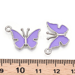 合金ペンダント  エナメル  蝶  プラチナ  ライラック  14.5x21x1.5mm  穴：1.8mm&nbsp;X-PALLOY-R111-02C