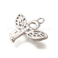 真鍮チャーム  カドミウムフリー＆ニッケルフリー＆鉛フリー  翼のキーチャーム  プラチナメッキ  16x17x2.5mm  穴：1.6mm&nbsp;KK-B127-05P