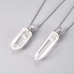 Natural Quartz Crystal Openable Perfume Bottle Pendant Necklaces&nbsp;G-K295-C-P
