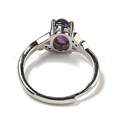 Oval Natural AmethystAdjustable Rings&nbsp;RJEW-Q818-01P-03A