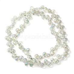 電気メッキガラスビーズセット  ティアドロップ  春の緑  10~11x8mm  穴：1mm  約93個/連  62cm&nbsp;LS-EGLA-D030-17N