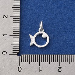 スターリングシルバーの中空魚チャーム925個  丸カンとスタンプ925個付き  銀  10.5x10.5x2mm  穴：3.5mm&nbsp;STER-D304-01S