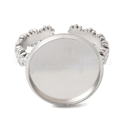 フラワー304ステンレススチールカフリング部品  ラウンドベゼルカップリングセッティング  ステンレス鋼色  17.5mm  usサイズ8 1/2(18.5mm)  トレイのサイズ：16mm&nbsp;STAS-P454-05E-P