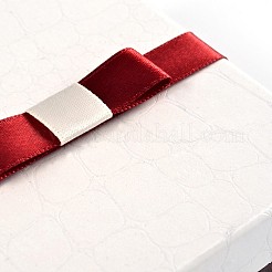 長方形ジュエリーセット厚紙箱  スポンジとリボン付き  ホワイト  16x13x3cm&nbsp;CBOX-N007-01A