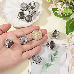 チベット風合金ペンダントベイル10個  タッセルキャップ保釈  コラム  アンティークシルバー  19.5x20mm  穴：2.5mm  内径：17mm&nbsp;FIND-CA0010-63AS