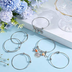 10Pcs Adjustable 201 Stainless Steel Expandable Bangle Making&nbsp;STAS-SC0008-09