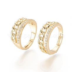 Adjustable Brass Micro Pave Clear Cubic Zirconia Rings&nbsp;RJEW-F101-10G