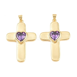 Brass Glass Pendants&nbsp;KK-P353-12G