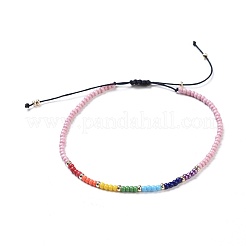 チャクラジュエリー  ナイロンスレッド編組ビーズブレスレット  シードビーズで  ミックスカラー  46~75mm&nbsp;BJEW-JB04347