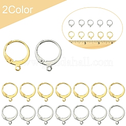 40個 2色 304ステンレススチール フレンチフックピアス金具  水平ループ付き  ミックスカラー  14.5x12mm  穴：1.2mm  ピン：0.8x1mm  20個/カラー&nbsp;STAS-FS0001-72