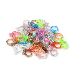 透明なプラスチック製のカニカン  ミックスカラー  26x19x6mm  穴：2mm&nbsp;KY-H005-A-M