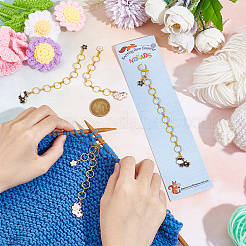 Cow with Sakura Alloy Enamel Pendant Knitting Row Counter Chains&nbsp;HJEW-AB00390