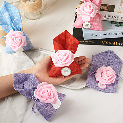 20Pcs 4 Colors Polyester Ramie Blended Yarn Jewelry Drawstring Gift Bags&nbsp;ABAG-BT0001-05