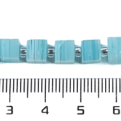 手作りのネパールランプワークビーズ連売り  3D 立方体ボックス形状  アクア  5.5x6x5.5mm  穴：1mm  約51~53個/連  15.59''~16.26''（39.6~41.3センチメートル）&nbsp;LAMP-M019-01A