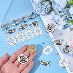 鉄製財布用ツイストロック12セット  製袋用  オーバル  プラチナ  33x14.5x18mm  穴：4mm&nbsp;DIY-CP0013-76