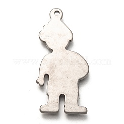 変色しない304ステンレススチールペンダント  男の子  ステンレス鋼色  36x17x2mm  穴：1.6mm&nbsp;STAS-P256-03P