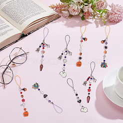 Halloween Theme DIY Acrylic/Glass Beads & Alloy Enamel Pendants Mobile Phone Strap Making Kits&nbsp;DIY-SC0031-90